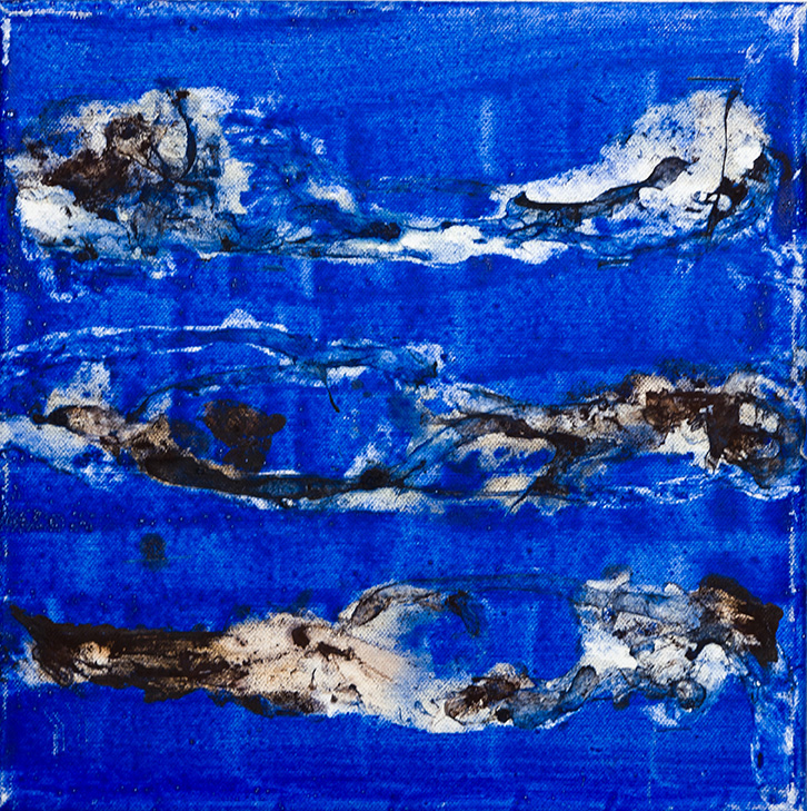 blauw omber dwars door slakkensporen, 30 x 30 cm